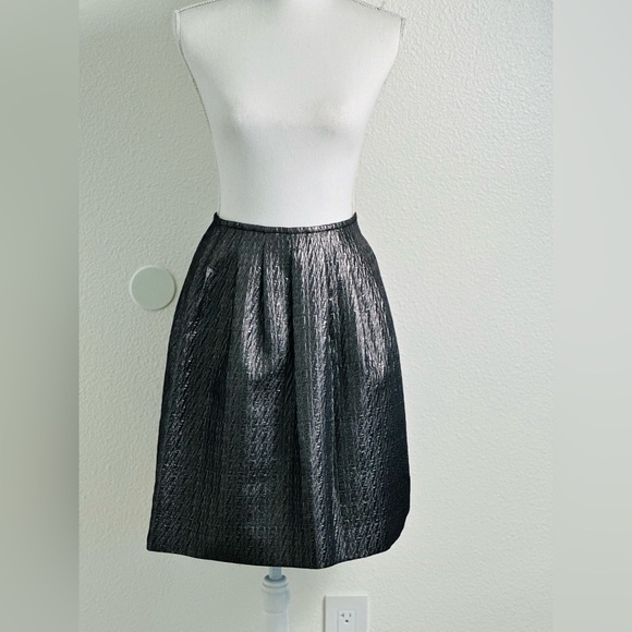 ETRO Dark Silver Wool Blent Knee Length Pleated Skirt Size 38 - Picture 1 of 10